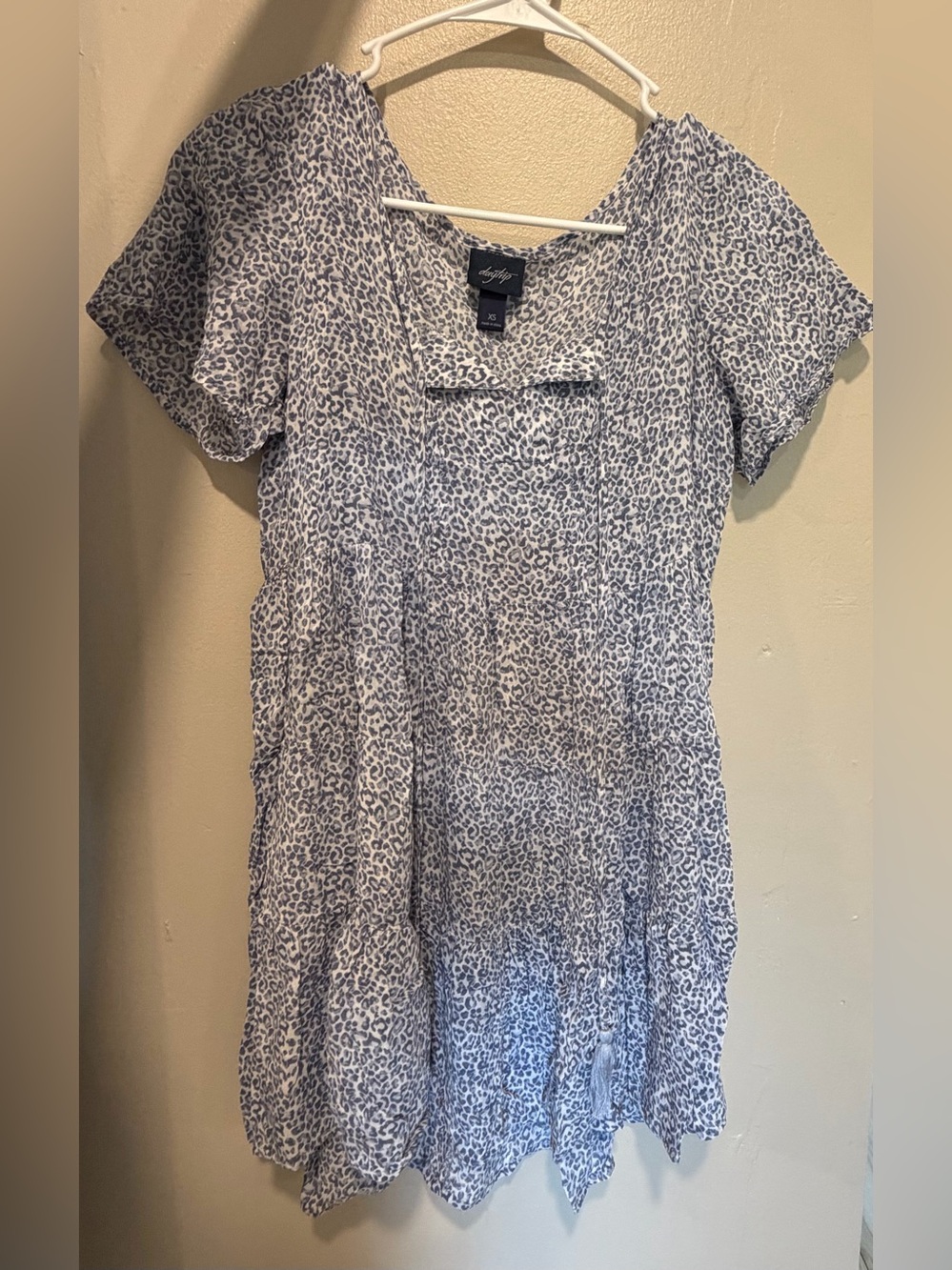 Mossimo Supply Co. Blue Leopard Print Tiered Tunic